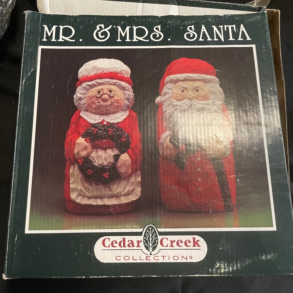 Vintage‎ Cedar Creek Mr. & Mrs. Santa Claus Figurine Set Christmas Decor Holiday